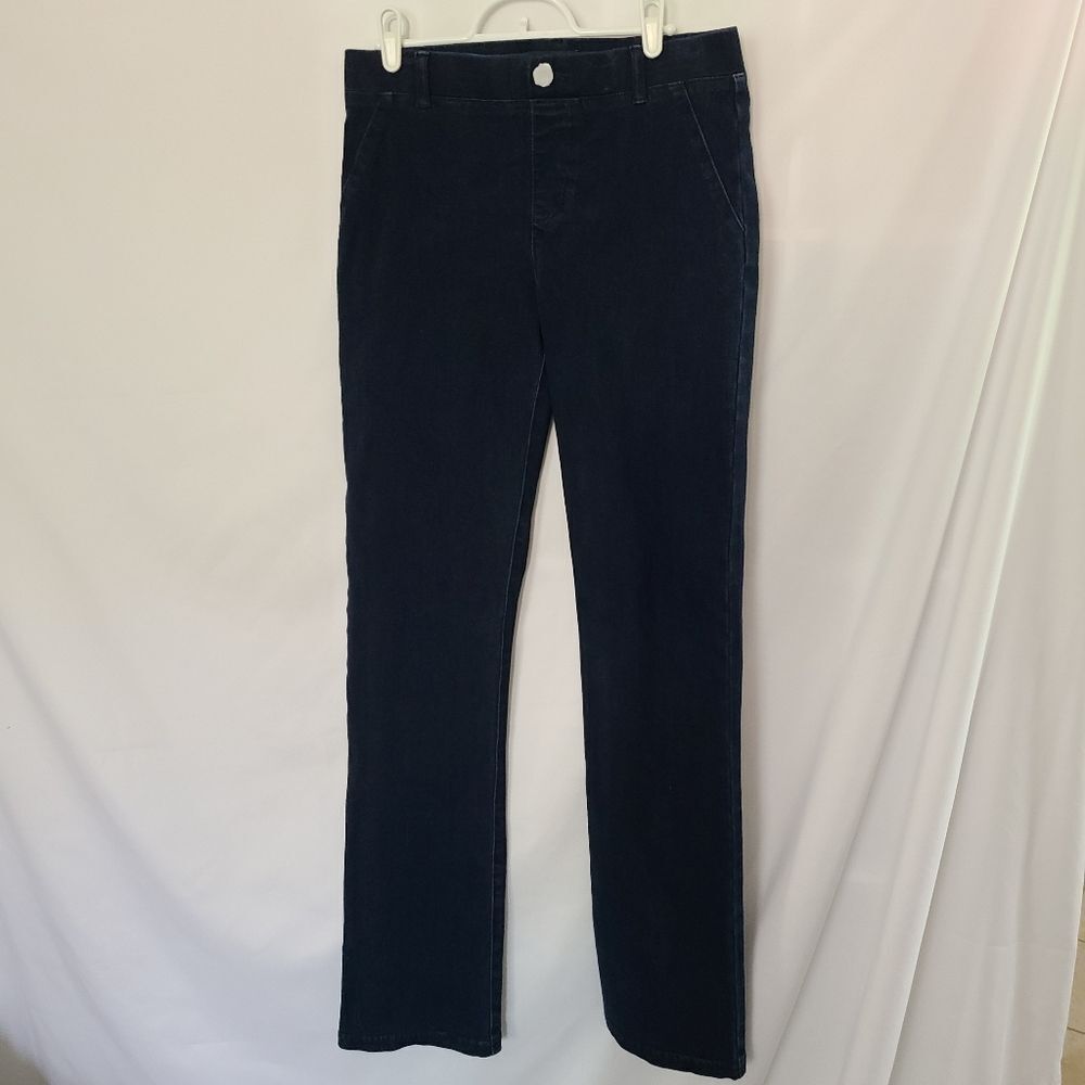 Betabrand Dark Indigo Straight Leg Yoga Denim‎ Pants sz M